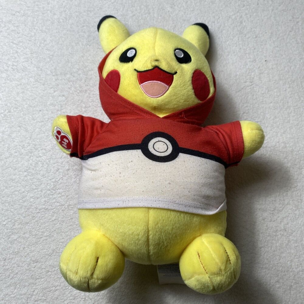 Build-A-Bear Pokémon Pikachu Plush 18” Poké Ball Hoodie with Voice Sound Chip
